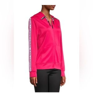 Like-New Karl Lagerfeld Paris Logo Hooded Jacket. Bright Rose. Size: S/P